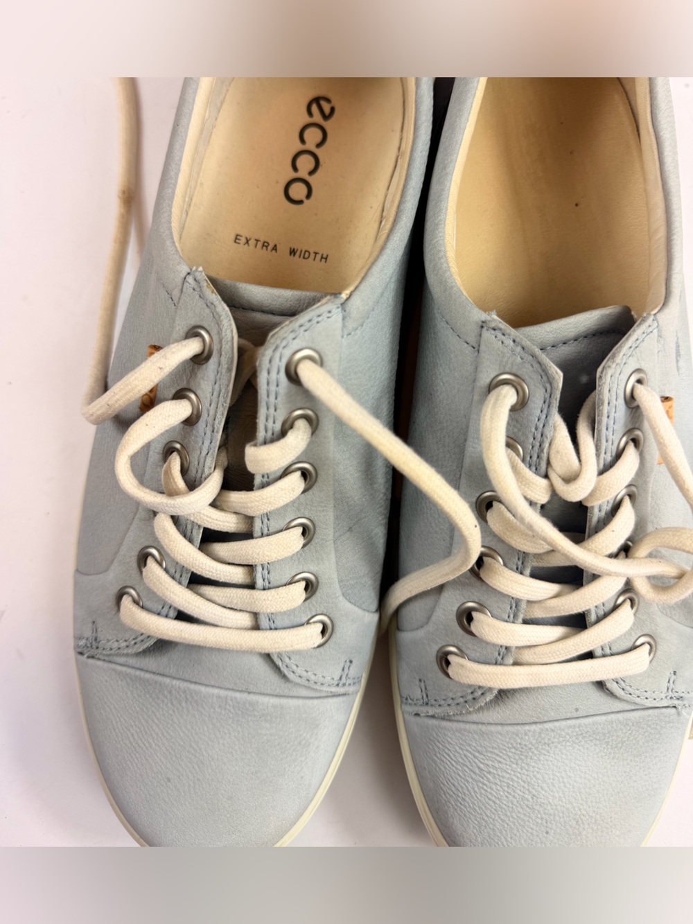 Ecco Light Blue Leather Lace-Up Sneakers - Picture 2 of 6
